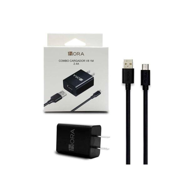 1Hora Combo Cargador 12w y Cable Micro USB V8