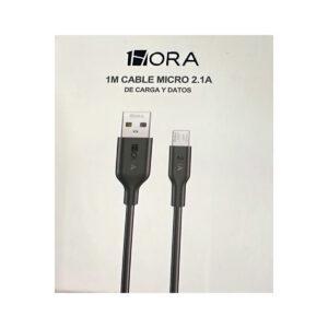 CABLE  MICRO 1HORA 2.1A 1M NEGRO